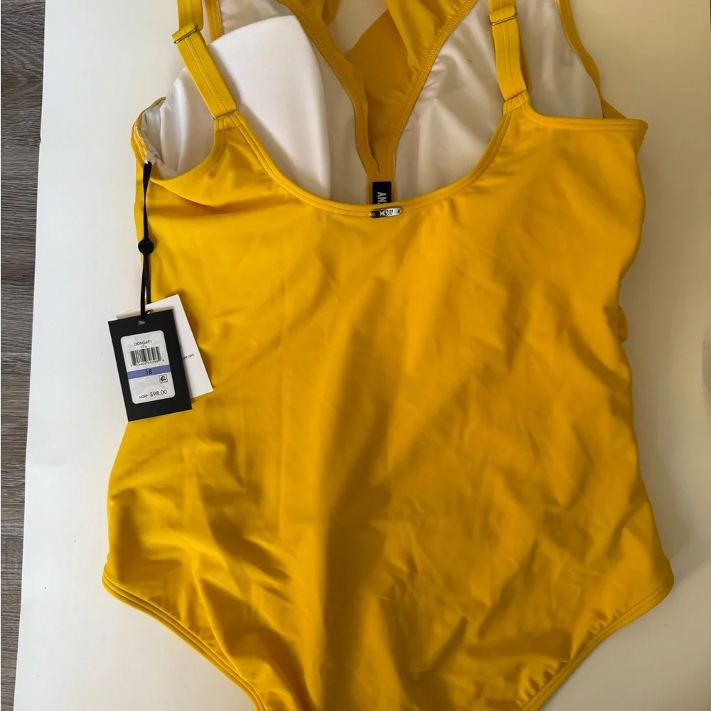 DKNY Yellow Ruffled One Piece Swimsuit - Picture 11 of 11